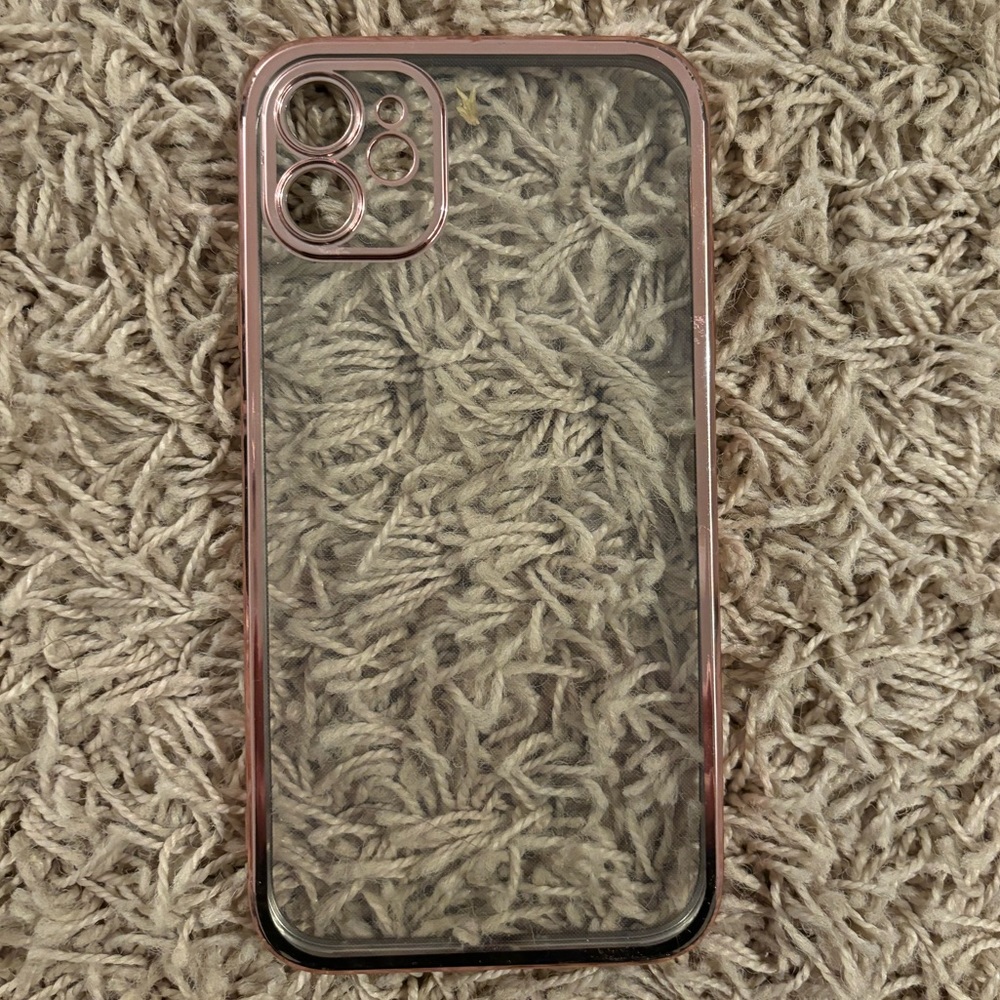 Iphone 11 Clear Phone Case w Pink outline